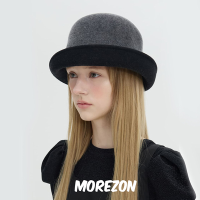 MOREZON【Brown hat Unbalanced Cloche】秋冬潮人不规则渔夫帽子