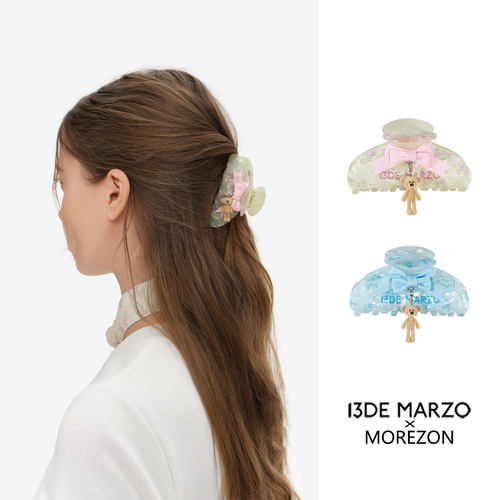 MOREZON【13DE MARZO】26秋冬新款潮人甜美可爱碎花小熊吊坠抓夹