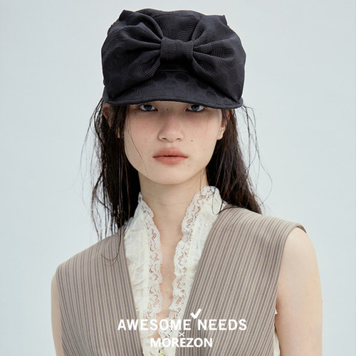 MOREZON【AWESOME NEEDS BELLBOY CAP】26春夏波点蝴蝶结平顶帽子