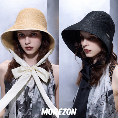 MOREZON【black imagine6】25SS新款潮人夏季遮阳大檐草编侍女帽