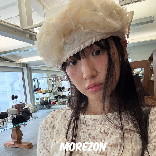 MOREZON【AWESOME NEEDS BOWL BERET】25SS立体蓬松蝴蝶结贝雷帽