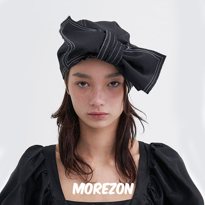 MOREZON【Brown hat Ribbon Detail Turban】24春夏蝴蝶结包头帽