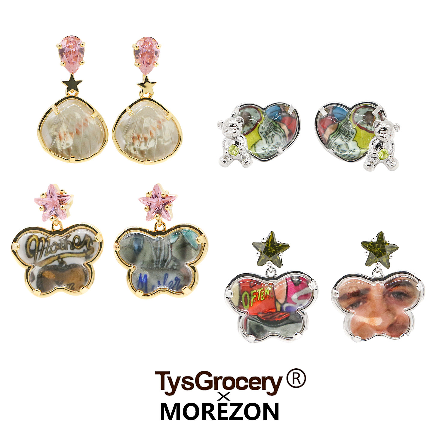 MOREZON【TysGrocery旅行相框系列】26春夏新款潮人个性卡通耳钉
