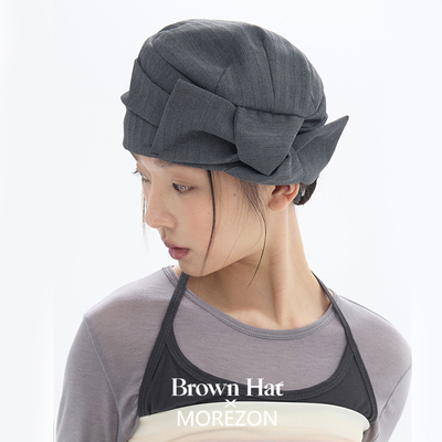 MOREZON【Brown hat Twisted Ribbon Turban】26春夏蝴蝶结包头帽