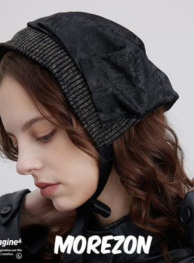 MOREZON【black imagine6】25秋冬明星同款护耳绑带女婴帽侍女帽