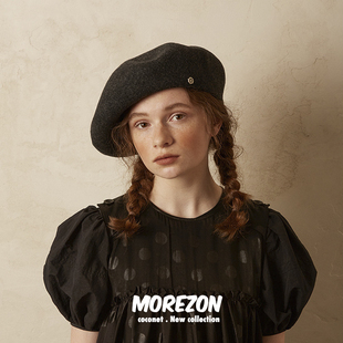 MOREZON【Brown hat Dramatic wool beret】休闲百搭毛呢贝雷帽子