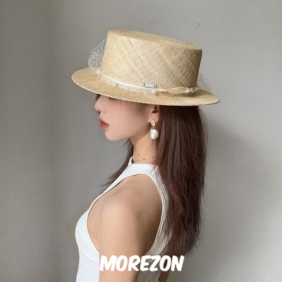 MOREZON【ETRE PAR LEE】25SS春夏潮人网纱超细宝草编织短檐草帽