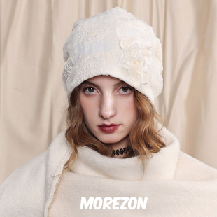 MOREZON【black imagine6】25AW新款潮人时尚优雅网纱花朵包头帽