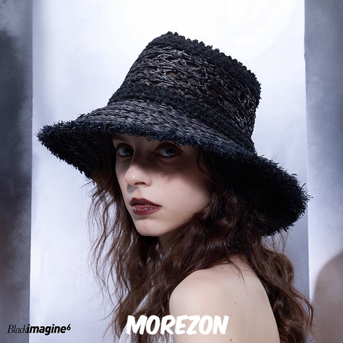 MOREZON【black imagine6】25SS新款潮人时尚精致草编大檐渔夫帽