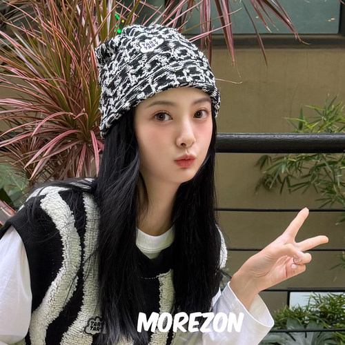MOREZON【TART TART】25AW新款潮人简约个性黑白条纹冷帽毛线帽子