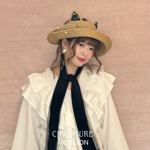 MOREZON【CIRQUTURE SUN CAT】日本26春夏可爱猫耳蝴蝶结遮阳帽子