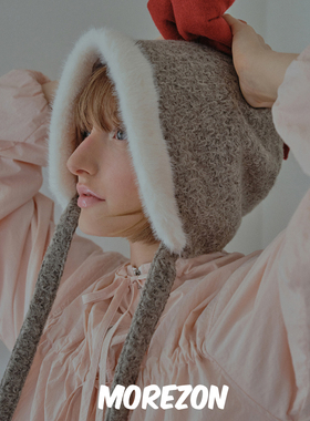 MOREZON【POESIE D'AME DOWNY BONNET HAT】25AW毛绒系带侍女帽子