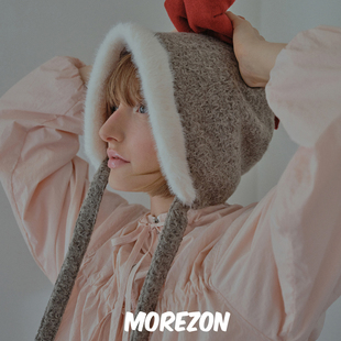 AME DOWNY BONNET 25AW毛绒系带侍女帽子 MOREZON HAT POESIE