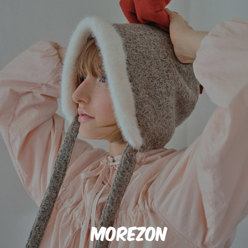 MOREZON【POESIE D'AME DOWNY BONNET HAT】秋冬毛绒系带侍女帽子