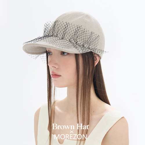 MOREZON【Brown hat Lace Wire Cap】26春夏新款蕾丝网纱棒球帽子