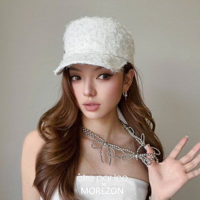 MOREZON【ETRE PAR LEE】26春夏新款潮人个性羽毛流苏平顶帽子女