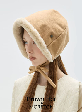 MOREZON【Brown hat Italian Wool Bonnet】26秋冬新款系带侍女帽