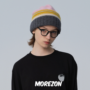 MOREZON【8on8】24秋冬新款潮人休闲拼接齿轮花肌理宽翻边针织帽