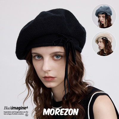 MOREZON【black imagine6】24秋冬新款潮人百搭蝴蝶结羊毛贝雷帽