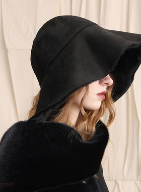 MOREZON【black imagine6】25AW皮毛一体环保皮草双面大围巾帽子