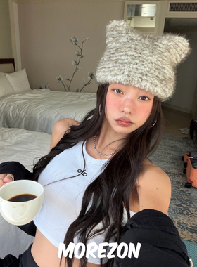 谢欣桐同款MOREZON【AWESOME NEEDS CAT HAT】25AW秋冬猫耳针织帽