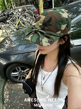 MOREZON【AWESOME NEEDS BALL CAP】24秋冬新款蝴蝶结迷彩棒球帽