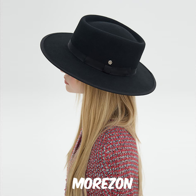 MOREZON【Brown hat Pork-Pie Flat Top Hat】25AW秋冬毛呢礼帽女