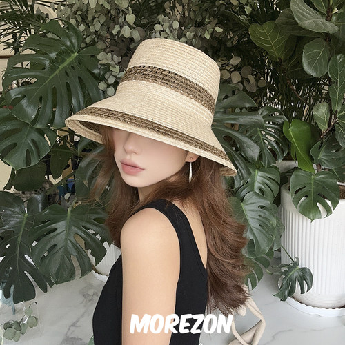 MOREZON【Mossant】25春夏新款小众潮人时尚麻辫轻巧大檐遮阳帽子