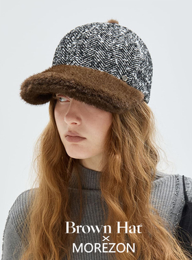 MOREZON【Brown hat Fur Brim Cap】26秋冬新款毛绒帽檐棒球帽子