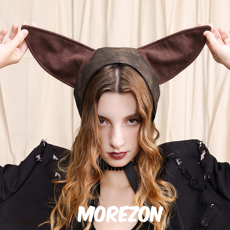 MOREZON【black imagine6】25秋冬新款潮人可爱猫耳头巾帽兜帽女