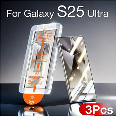 3Pc Dust Free Tempered Glass For Samsung S25 S24 Ultra S23 Anti-Spy Screen Protector Easy to install