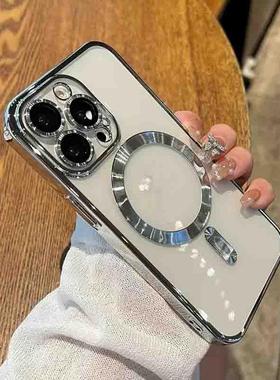 适用于苹果iPhone11 12 13 14 15 16 Pro Max 手机壳Full Cover软Magnetic Case with Camera Lens Protector