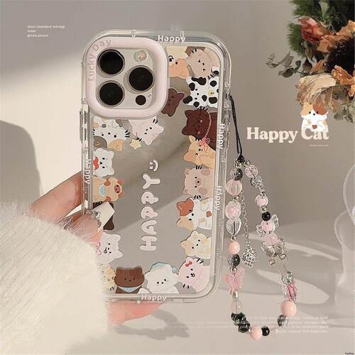 镜面ins可爱猫咪适用14ProMax苹果17手机壳13韩风16挂绳iphone15promax case 11 casing cover 12 cat mirror