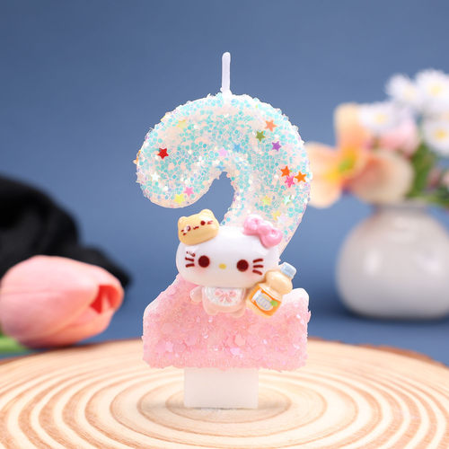 HelloKitty数字生日蜡烛亮片