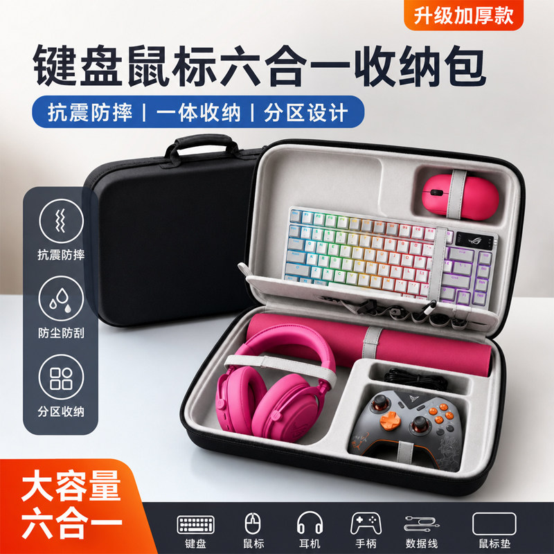 键盘鼠标垫头戴耳机一体收纳包图片