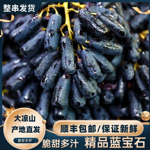 新鲜带箱美人指包邮蓝宝石葡萄