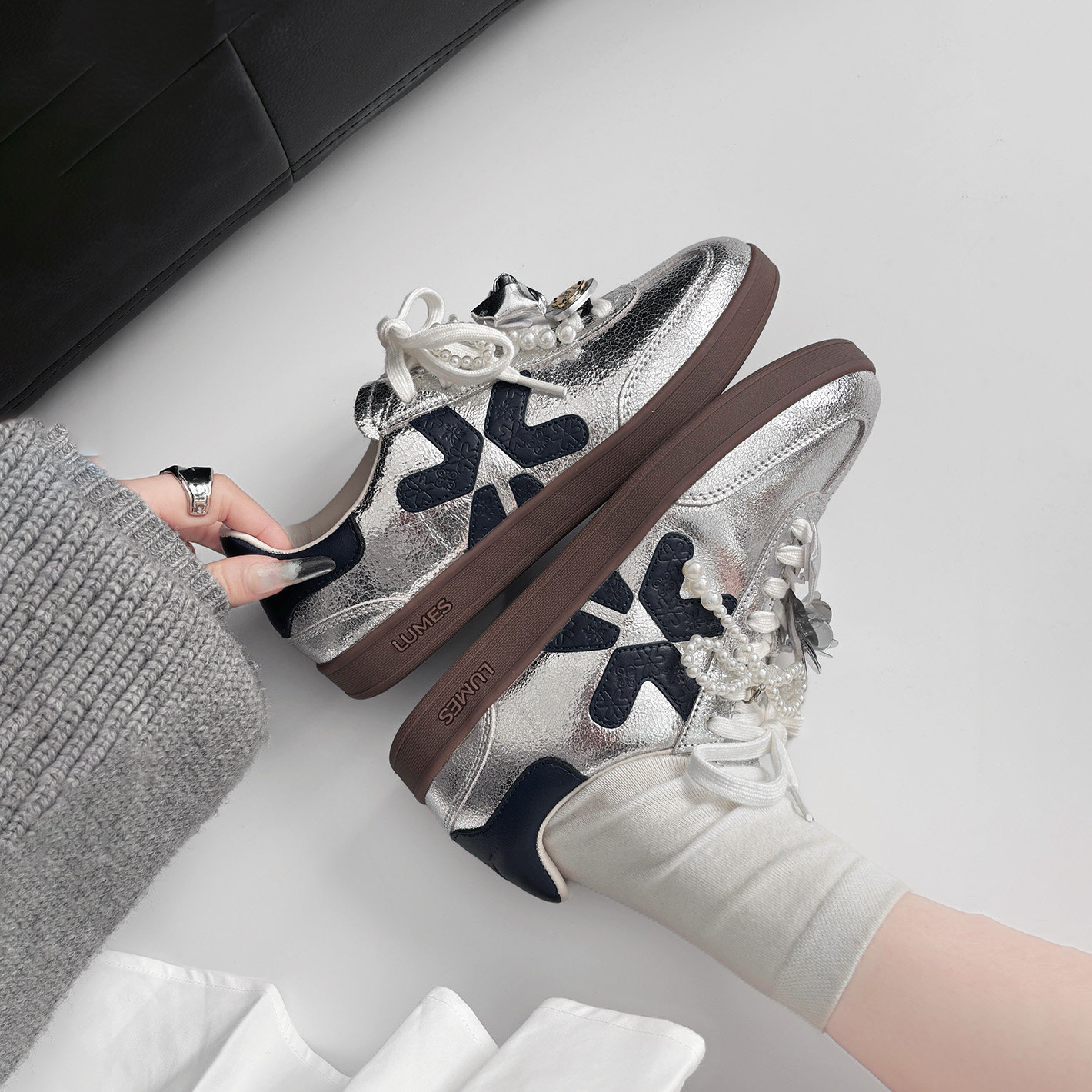 LUMES&YHGM【明星同款】小牛皮~经典情侣百搭休闲骑行德训鞋男女