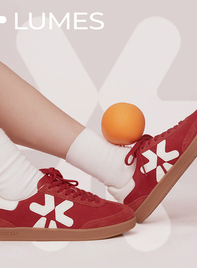 LUMES&YHGM官方正品复古红色德训鞋2026新款百搭情侣休闲运动板鞋