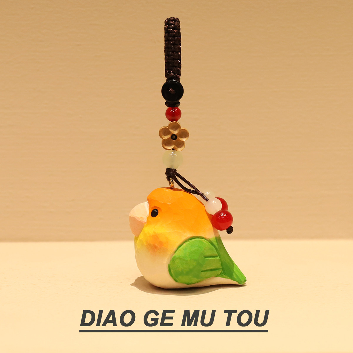 手工木雕凯克鹦鹉小鸟钥匙扣创意可爱汽车书包包挂件朋友生日礼物图片