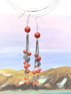 异人之下文淇陈朵耳环925银川料南红耳饰cosplay