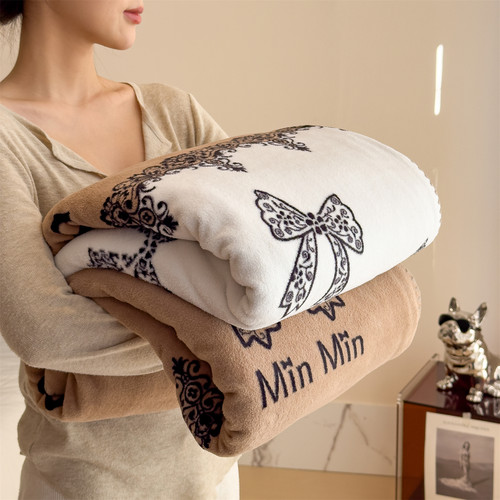 2025新款A类高克重印花仿羊绒双层毛毯外贸专供跨境加厚休闲毯子