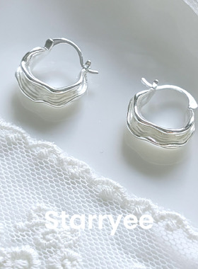 Starryee不规则褶皱设计感耳扣女