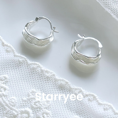 Starryee不规则褶皱设计感耳扣女