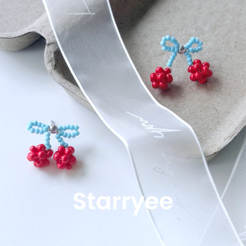 Starryee甜美小樱桃串珠耳钉女