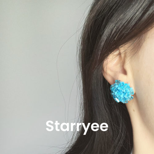 Starryee显白串珠绣球花朵耳钉女