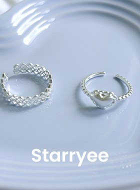 Starryee韩系甜美蕾丝银色戒指