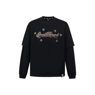 潮CPFMTTLA 男女同款 GOOD2025FW 融化冰淇淋花体珠片绣假两件长袖