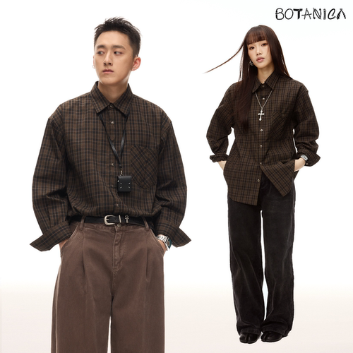 Botanica美式newvintage新复古风衬衫格子美拉德oversize长袖上衣