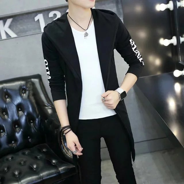 中长款加绒加厚风衣外套无扣长袖连帽开衫日系潮牌卫衣FY01-P20,男装夹克,星座1703A