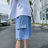 2021夏季新款工装牛仔短裤男港风男式潮流宽松五分裤子S9017-P32，男装牛仔裤，星座1703A